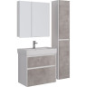 Тумба LEMARK COMBI 100 см под раковину, подвесная/напольная, 2 ящика, фасад Бетон, корпус белый глянец LM03C100T-Beton